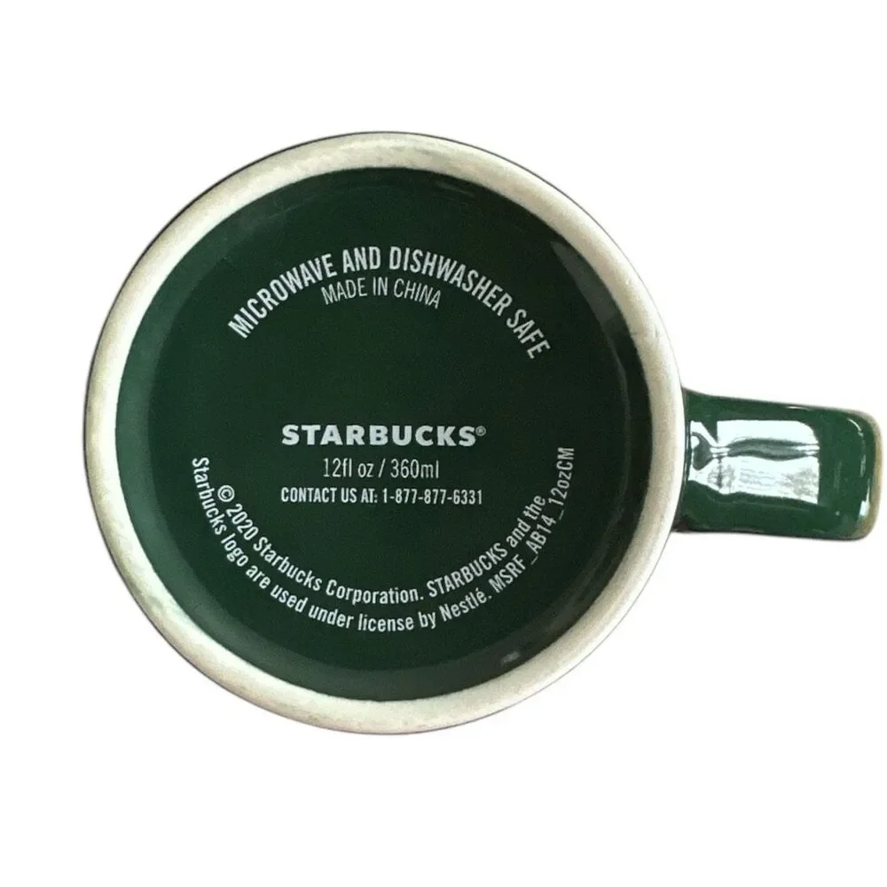 Starbucks Cup 2020 Dark Green Swirl Mermaid Logo Ceramic Coffee Mug - 12oz  ***I